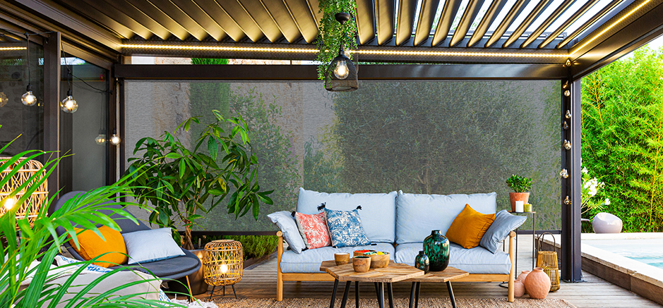 Onderliggende serre zonwering