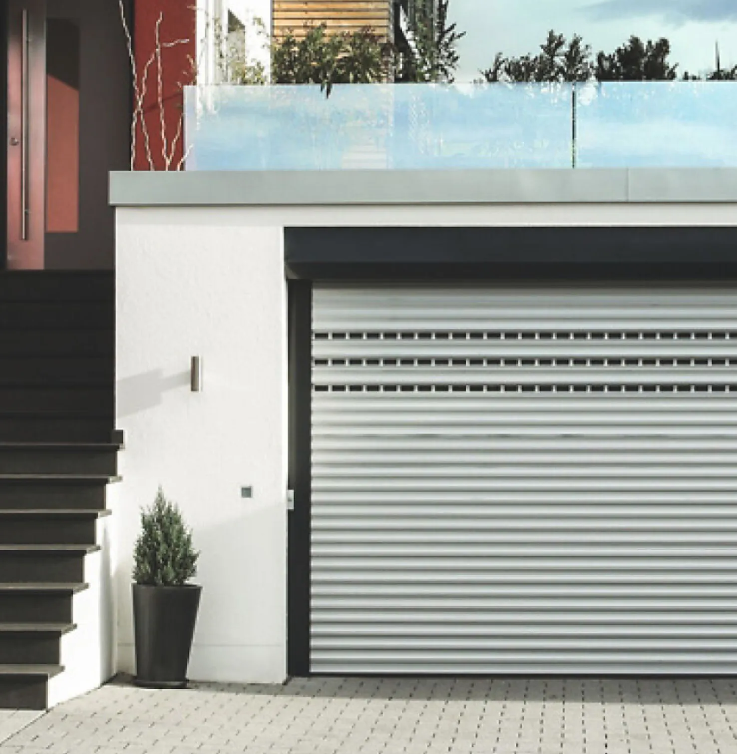 Zilvere roldeuren garagedeuren